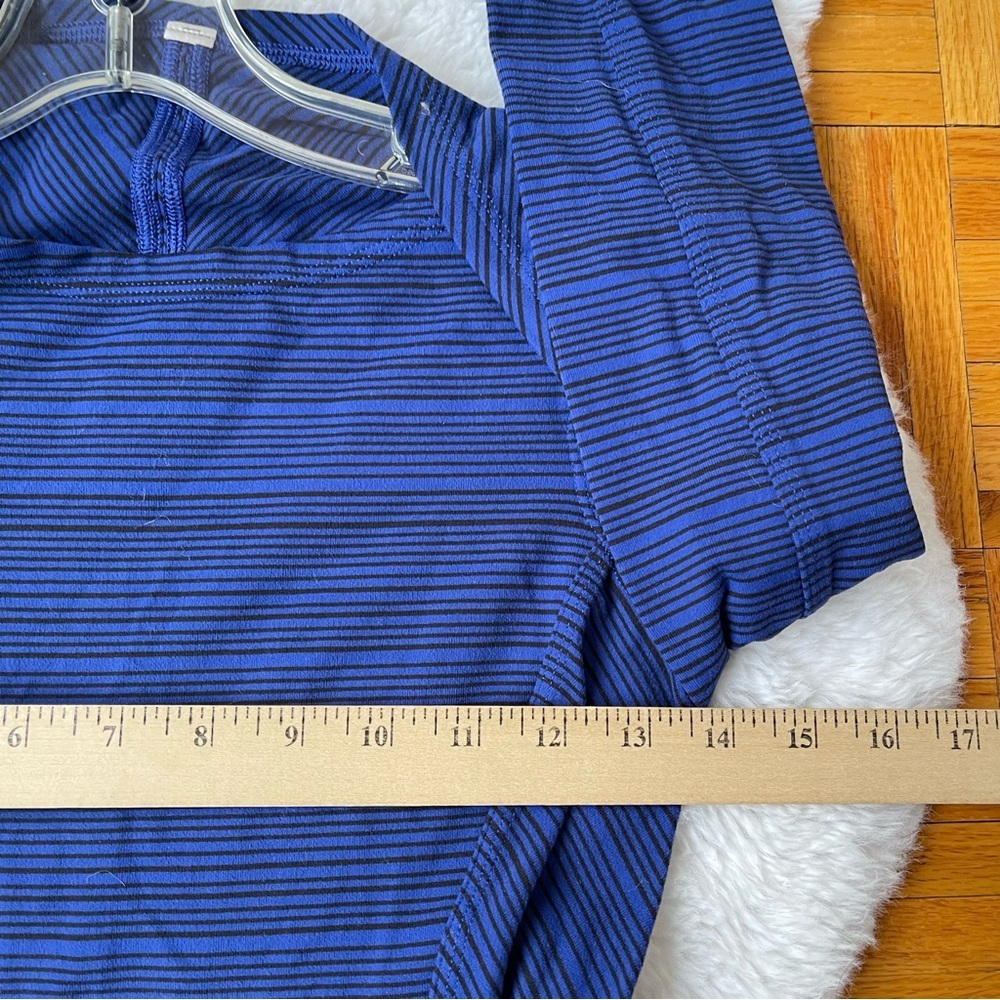 LULULEMON Kanto Catch Me Long Sleeve Kanto Stripe Sapphire Blue Black Size 2 - Picture 13 of 13